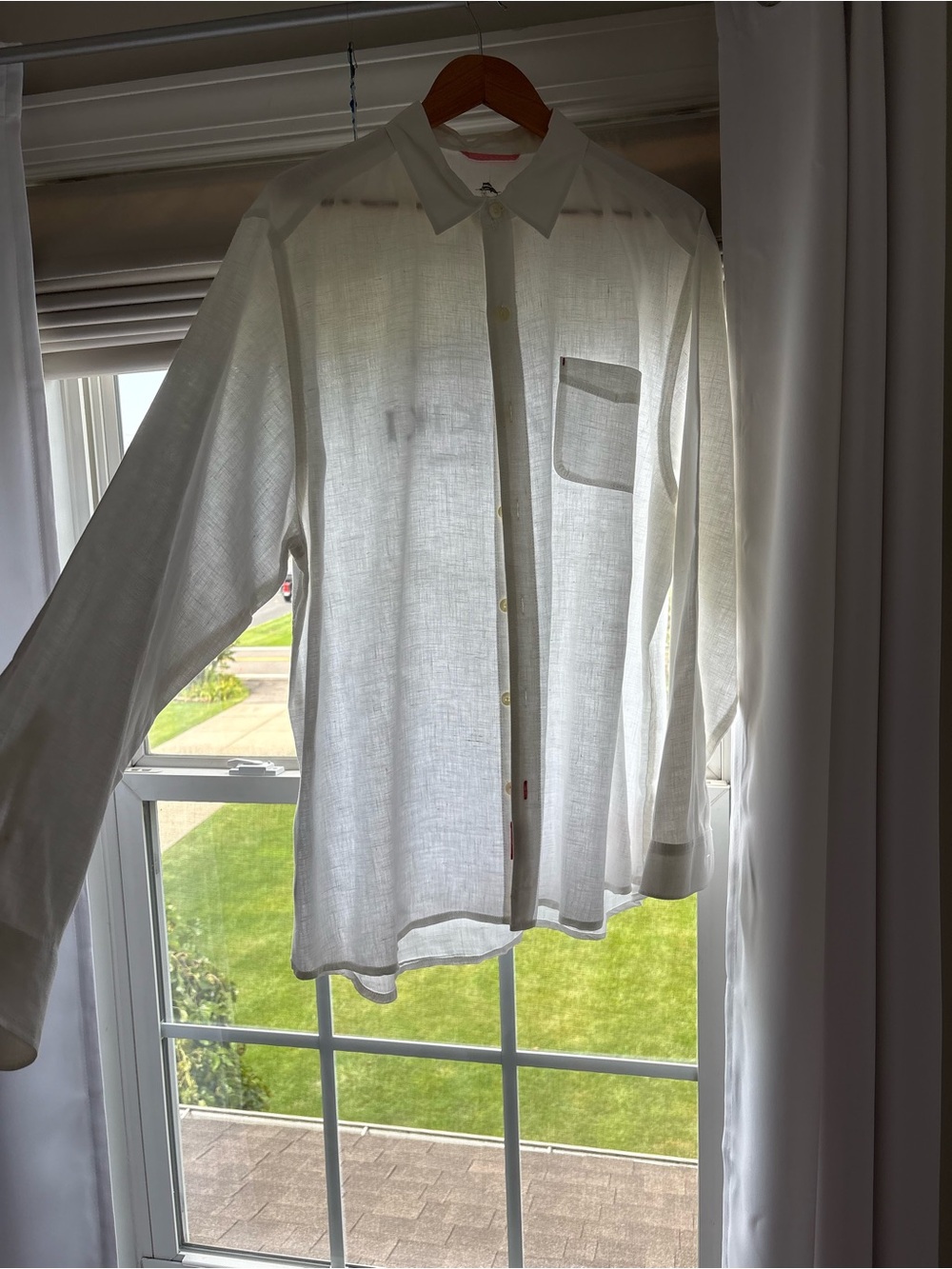 Tommy Bahama White Linen-Blend Button Down Shirt